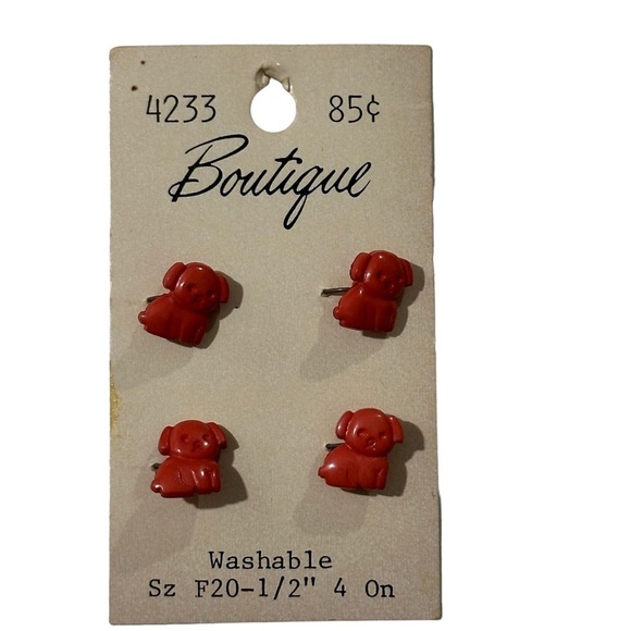 Vintage Lot of 12 Boutique Brand Washable Red Puppy Button Sz F20 1/2” NOS Shank - Picture 3 of 4